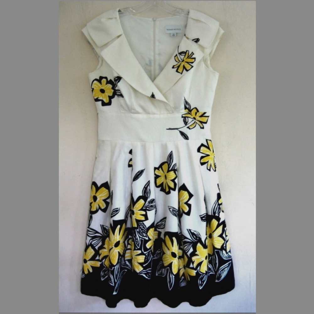 Sleeveless print dress 10 Pure cotton Deep V Full Flowers White Yellow Black